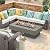 BAIDE HOME 48-inch Fire Table with Natural Gas Conversion Kit, 50,000BTU Outdoor Modern Patio Fire Pit Table w/Rectangular Burner Lid, Glass Rocks, Cover