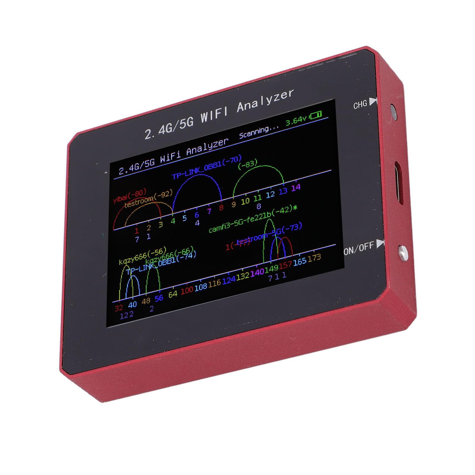 Garosa Analizzatore WiFi 2.4G 5G Rilevatore di Segnale in Lega di Alluminio con Schermo a Colori TFT per L'ottimizzazione della Rete Identificazione delle Interferenze del Canale