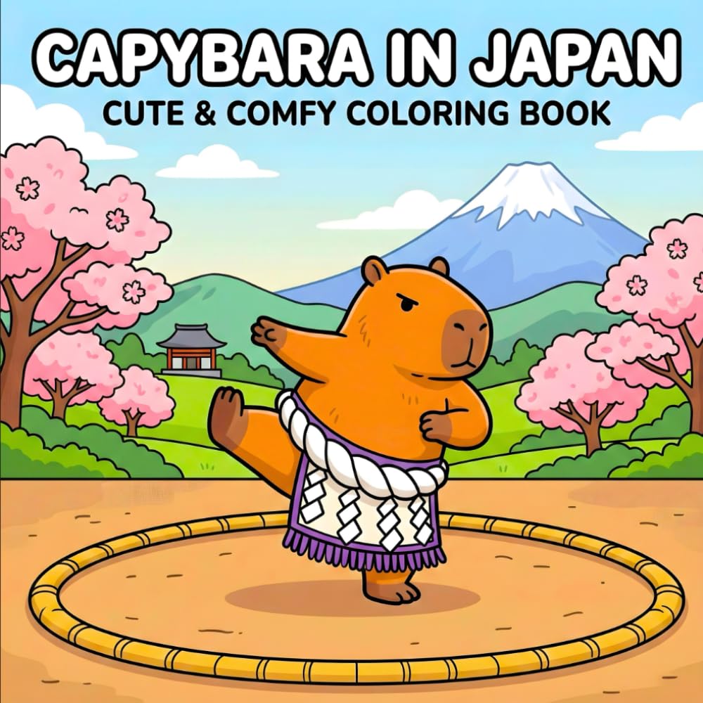 Capybara In Japan Coloring Book: 50 Adorable and Stress-Relieving Designs Featuring Funny Capybara In Japan Vibes, Chill Vibes, and Aesthetic Scenes for Relaxation and Mindfulness