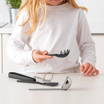 IKEA DUKTIG mutfak gereçleri seti, lame siyah, 5 parça