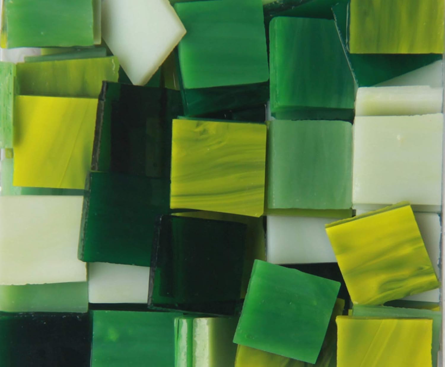 135 Pieces Crystal Mosaic Supplies, E-Home Shop Mosaic Chips for Mosaic Crafts Bulk, Mosaic Frame, Glass Square 0.6x0.6 inch - Green Mix