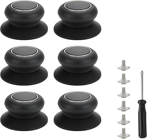 FarBoat 6 pomos redondos de plástico para tapa de olla, ajuste universal para ollas, sartenes, sartenes, accesorios de cocina, asas de tapa (2