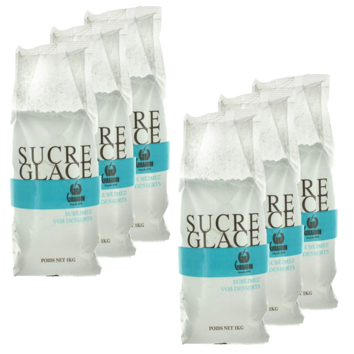Lot 6x Sucre glace - Giraudon - paquet 1kg
