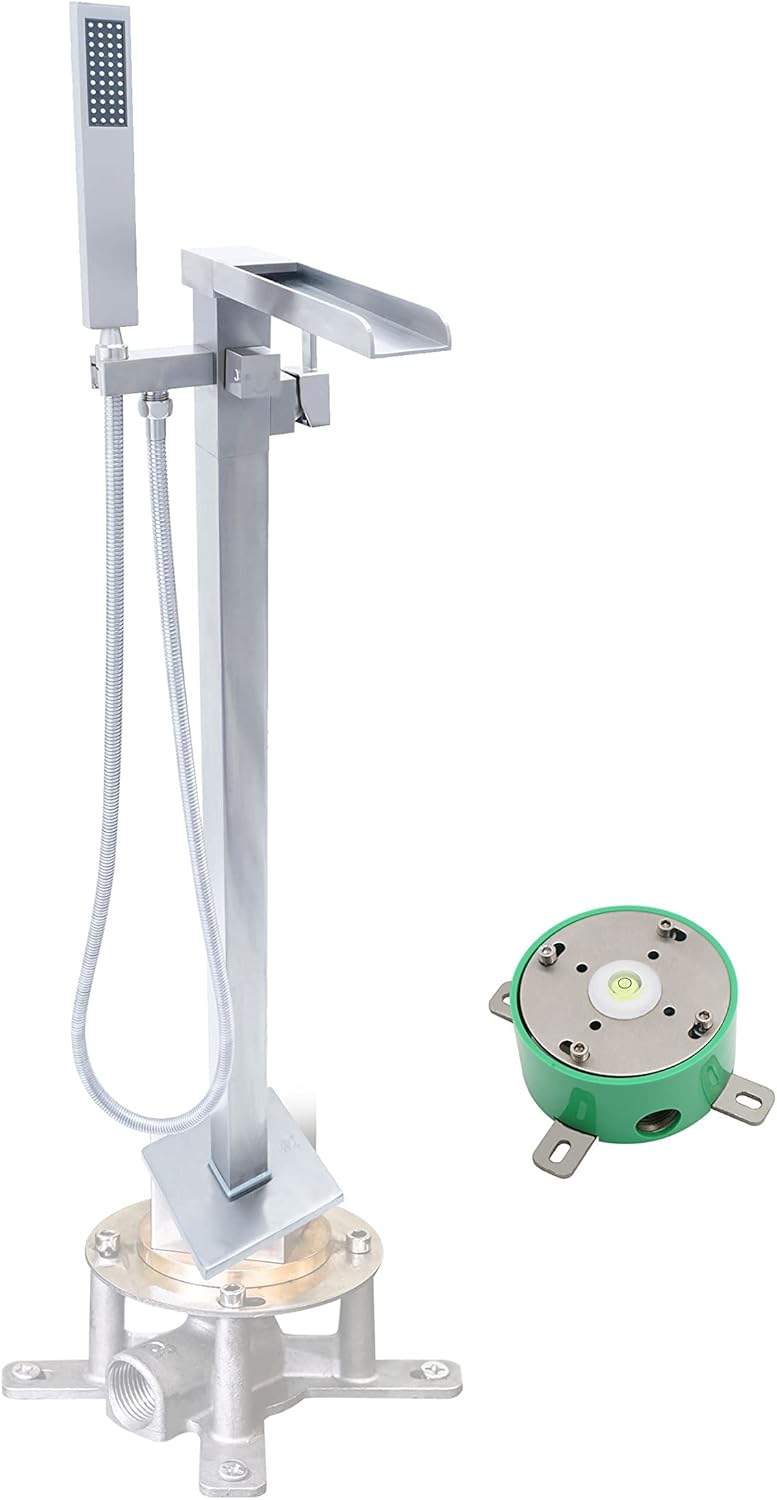 Faucet BTF41-BN Victoria Contemporary/ Modern Design Freestanding Bath Tub Filler Faucet with Hand Shower, Brushed Nickel
