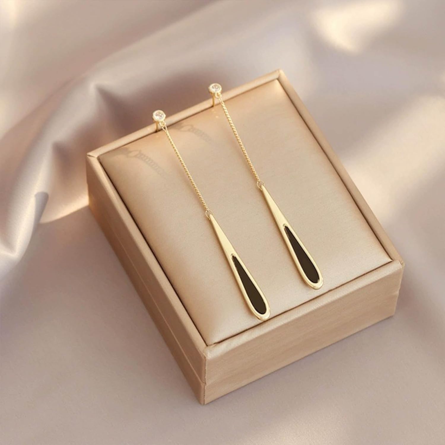 W WEILIRIAN Boho Teardrop Dangle Earrings Long Teardrop Earrings Black Teardrop Earrings Metal Teardrop Earrings Jewelry for Women - Image 3