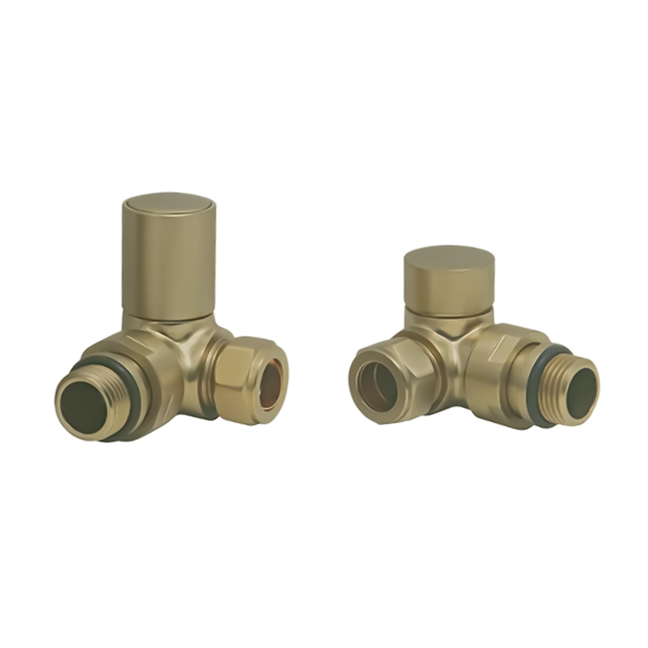 The Home Store Brushed Brass Manual Radiator Valve Round Corner - 15Mm X R 1/2"