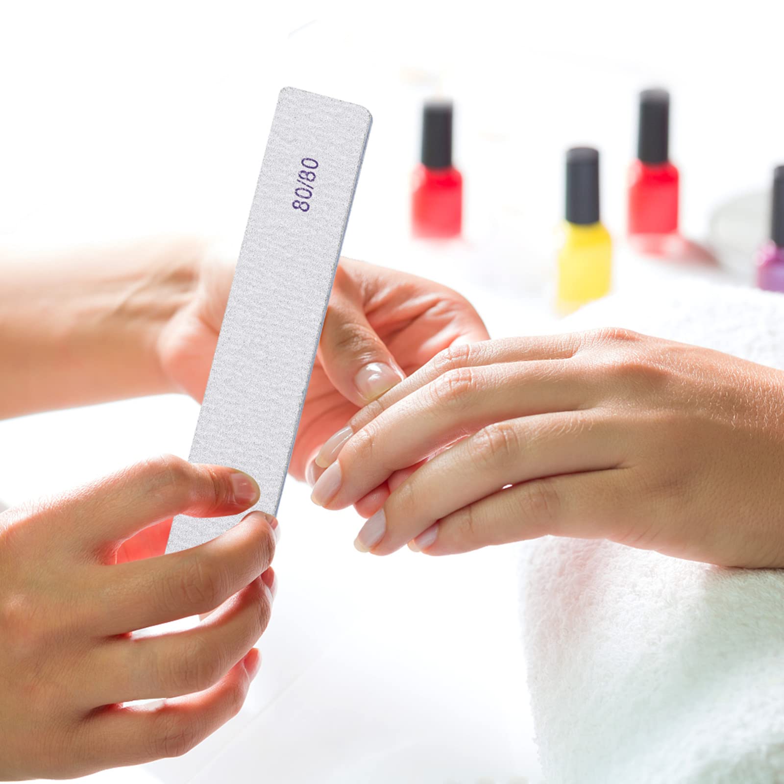 50 limas rectangulares para uñas acrílicas, lima de uñas gruesas de grano 80 herramientas de manicura reutilizables de esmeril