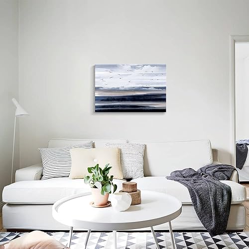 Miniatura 28 de Lienzo artístico para pared, pinturas de arte abstracto, fantasía azul, grafiti colorido sobre fondo blanco; decoración artística moderna para sala