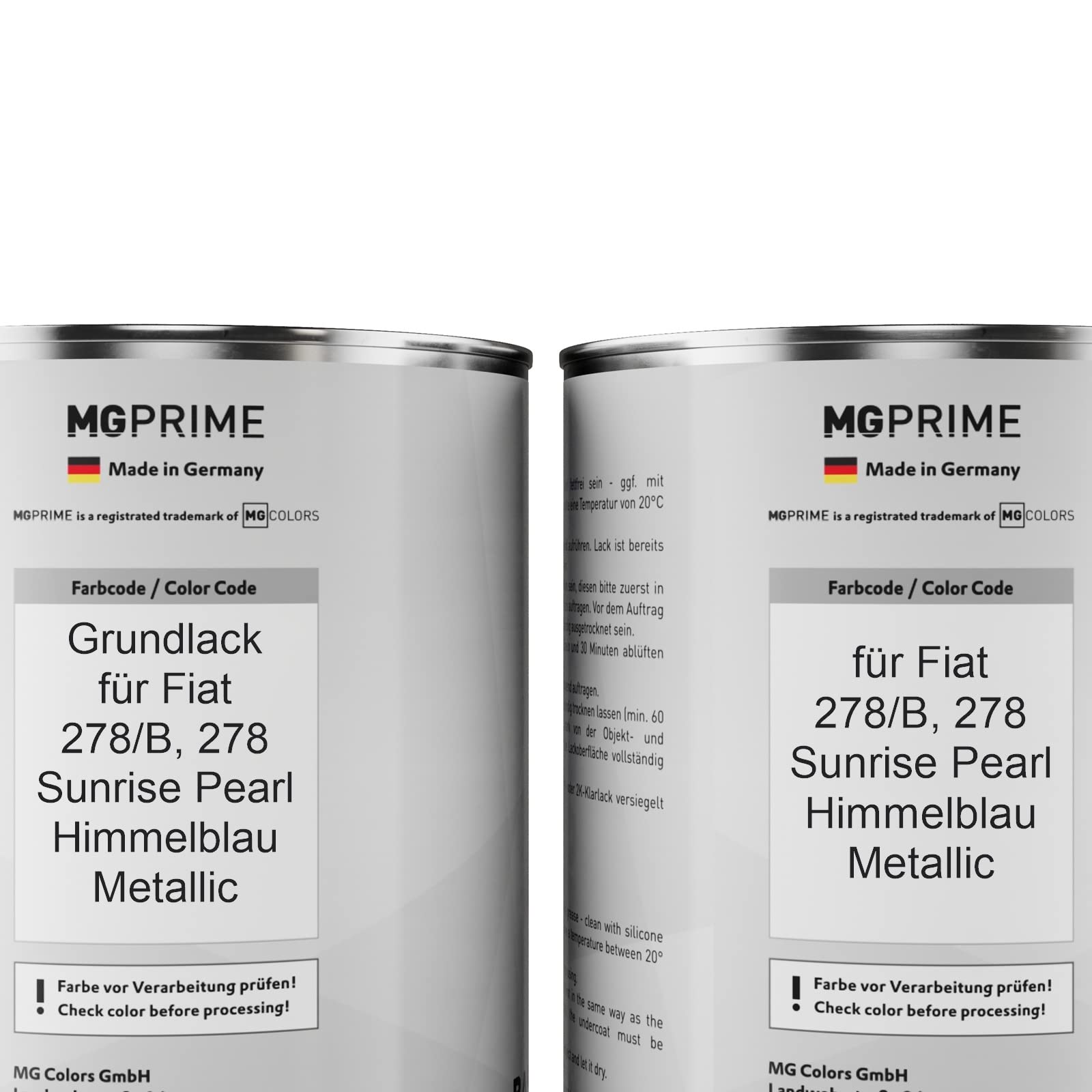 MG PRIME Vernice per auto Kit barattolo pronto all’uso per Fiat 278/B / 278 Sunrise Pearl/Celestian Blue Pearl Vernice di fondo + vernice di base 2,0 litri 2000ml