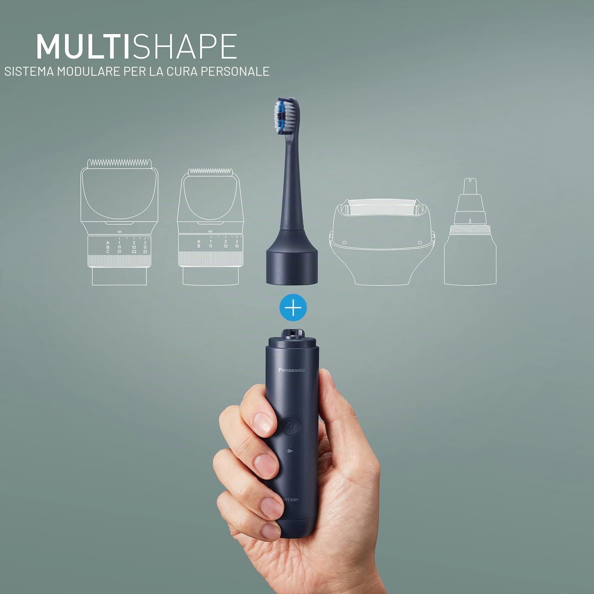 Panasonic MULTISHAPE Sistema Modulare per la Cura della Persona ER-CTB1, testina per spazzolino da denti elettrico con spazzola ultrafine, multi-fit e batteria ricaricabile Ni-MH