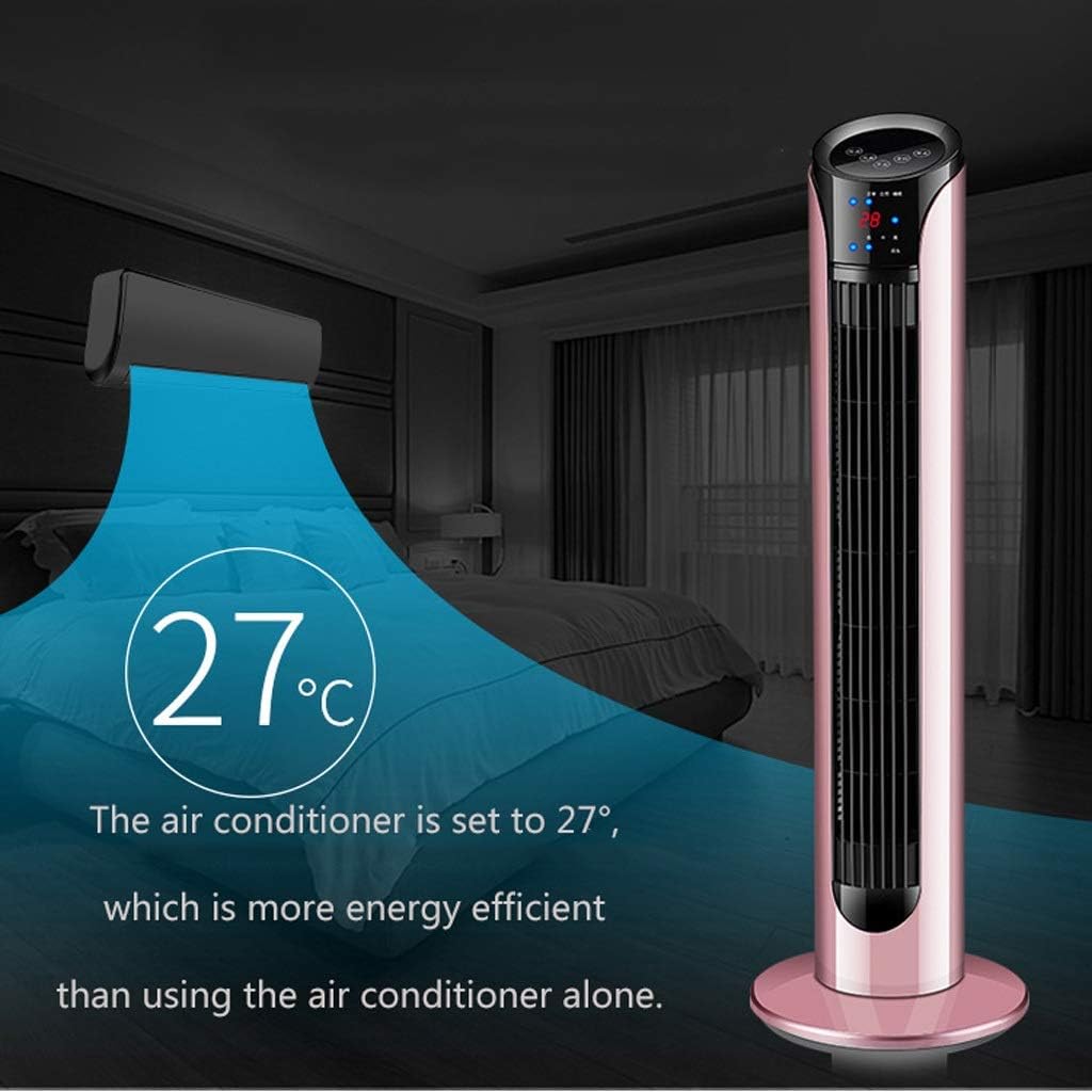 Tower Fan Leafless Remote Control Timing Floor Vibration Tower Fan Remote Control Design Suitable for Bedroom Living Room Study Rose Gold