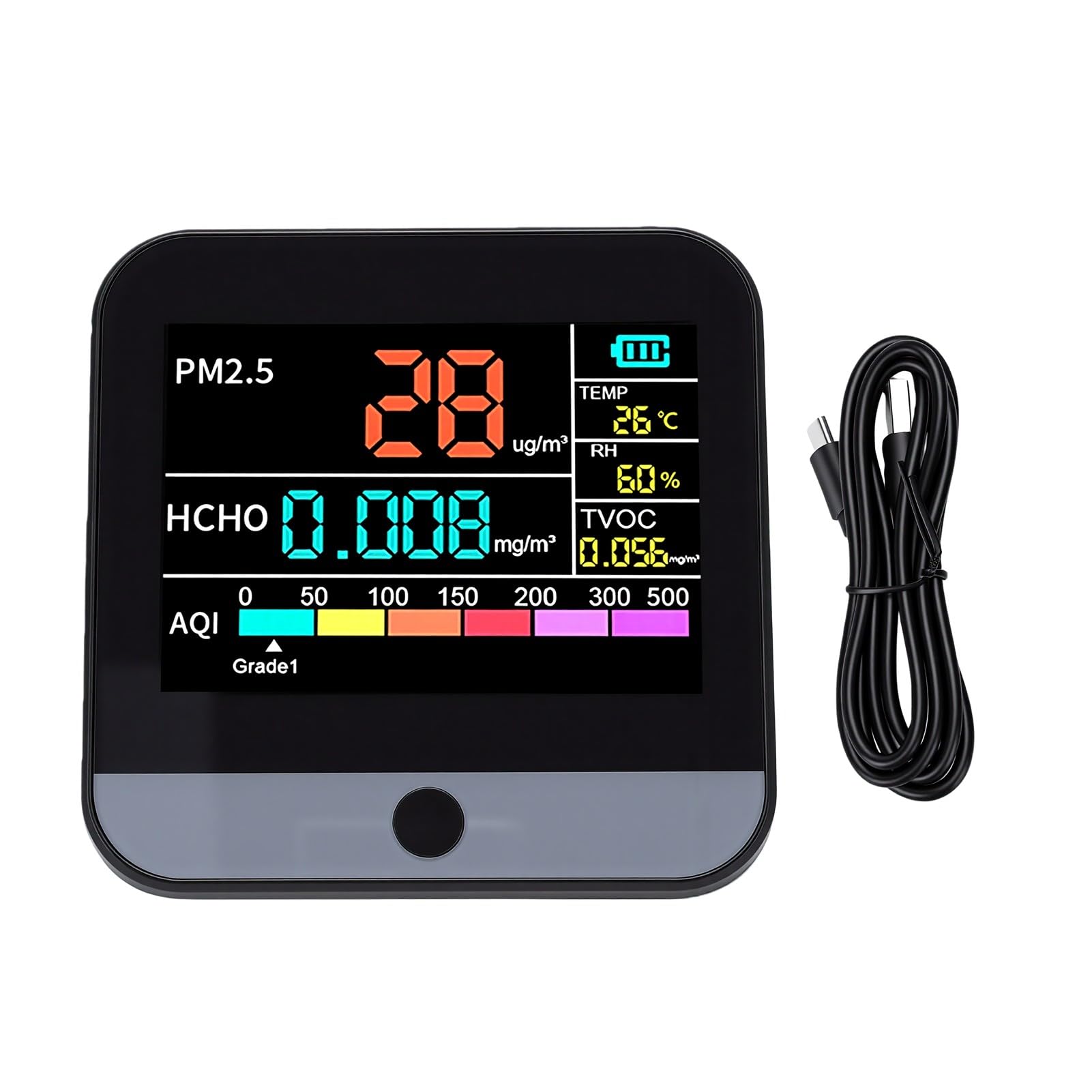Walfront Monitor de Calidad del Aire 8 en 1, Probador de PM2.5 PM10 TVOC