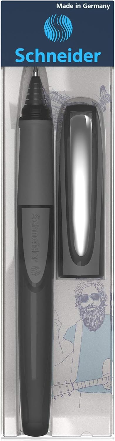 Schneider Ray Cartridge Rollerball Pen M (Medium), Refillable, Onyx Barrel, Royal Blue Erasable Ink Cartridge, Pack of 1 Pen (187807) : Office Products