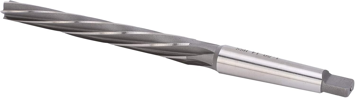 Machine Reamer Replacement, Taper Shank High Speed Steel Reamer, 1:50 Taper Precision Tool for Mold Processing, Includes 6 Blades with 140mm Length, Compatible for 14mm Shank Diame