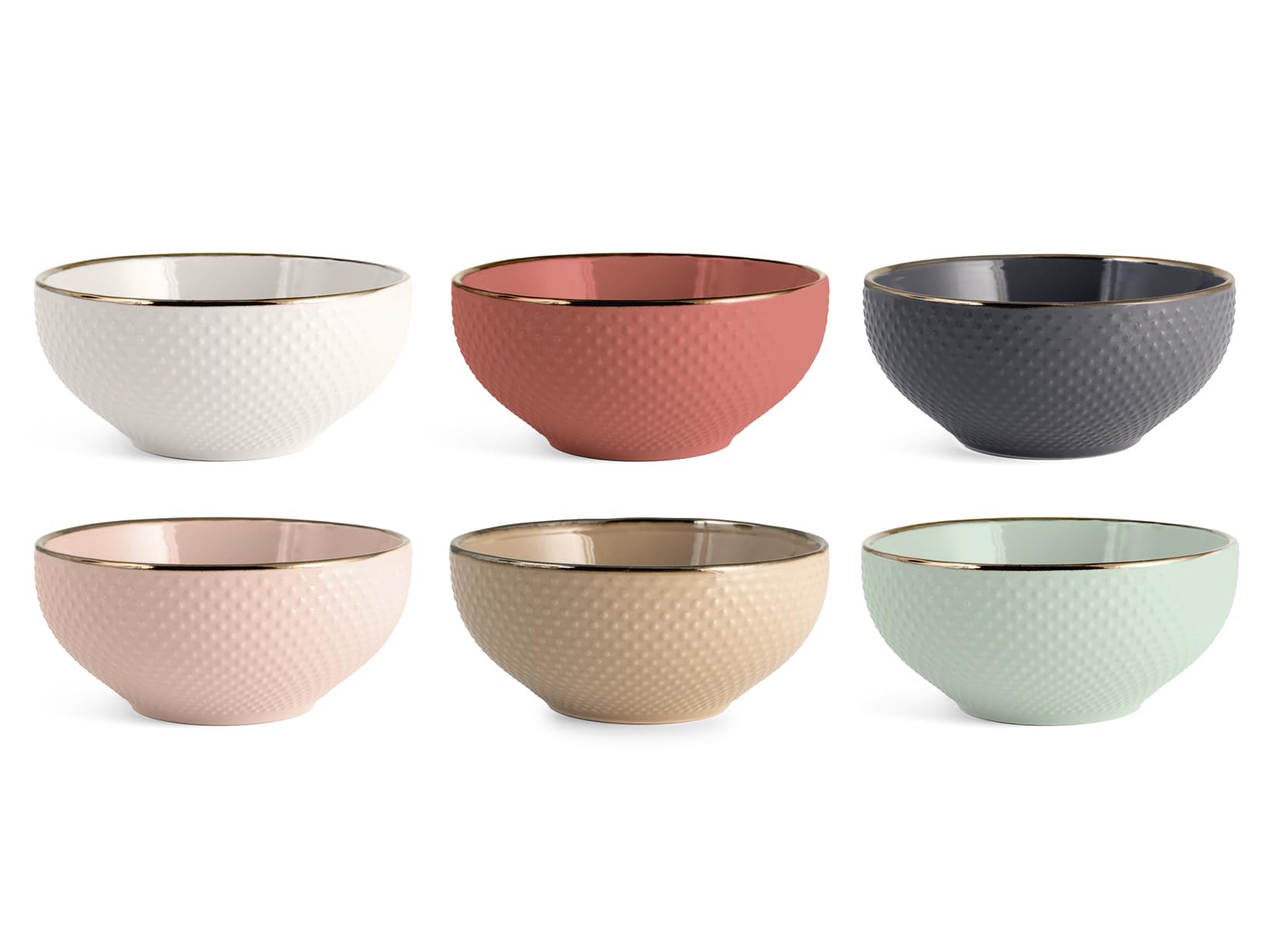 H&H Set of 6 Bowls Breakfast Dots in Assorted Colours CC 670