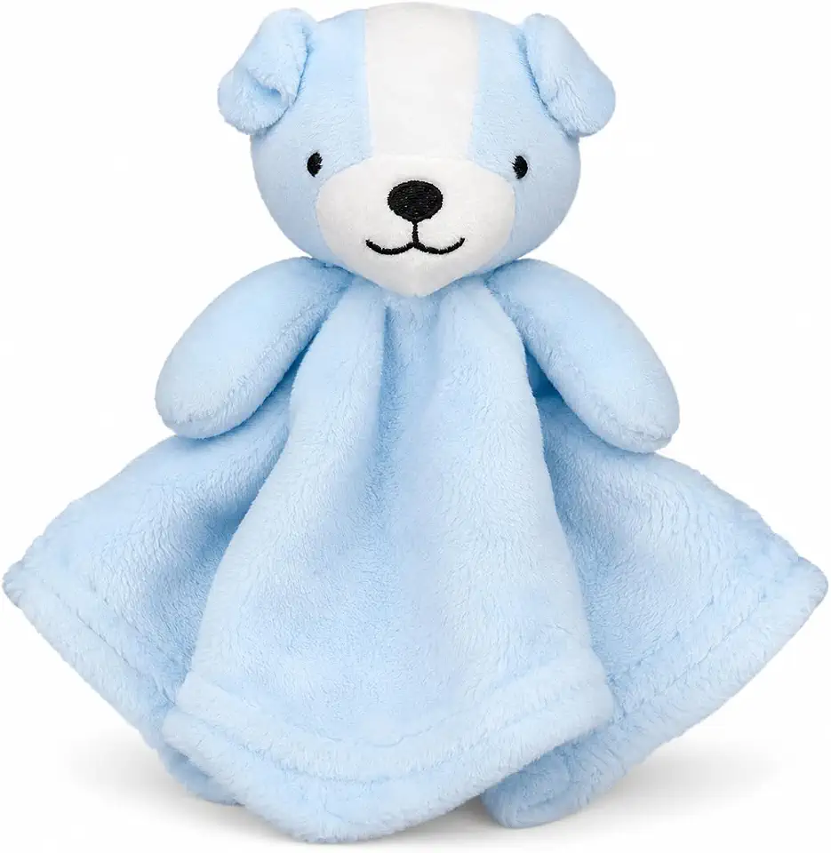 Naninha Premium para Bebê 30x30 Plush Antialérgica Paninho de Conforto com Pelúcia Macia para Sono do Bebê, Naninha para Berço Carrinho e Enxoval de Recém-Nascido (Doguinho Azul)