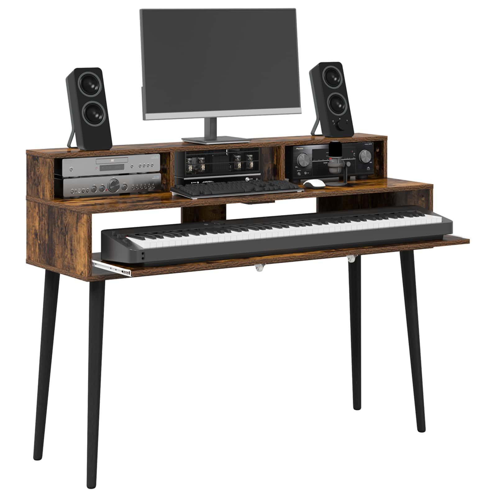 vidaXL Studiotisch Räuchereiche 152 x 42,5 x 36 cm Holzwerkstoff
