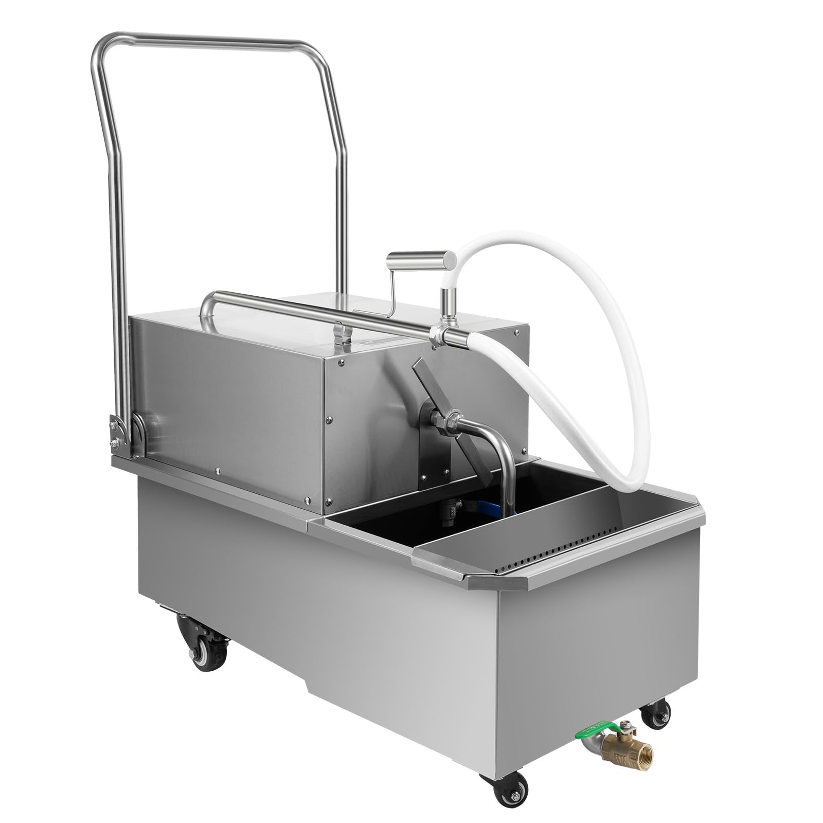 BEACCOSS 550W Mobile Fryer Filter - 55L/14.53 Gal Commercial Oil Filtration Cart with 32L/8.45 Gal/min Pump for Supermarkets & Restaurants