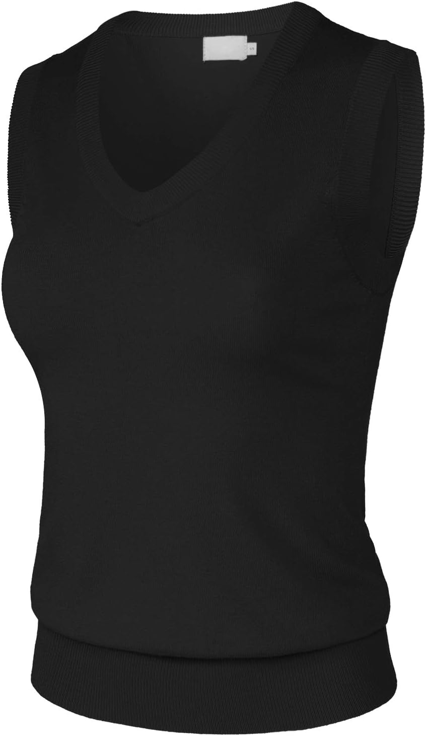 Women's Solid Basic V-Neck Sleeveless Soft Stretch Pullover Sweater Vest Top