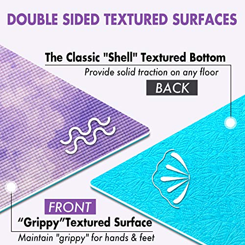 Aimerday Premium Print Yoga Mat For Women Non Slip Exercise Mat With Carrying Strap & Mat Bag, 1/4" Extra Thick High Density Eco Friendly Large Yoga Mats For Fitness, Pilates & Home Floor Workout #TOP3