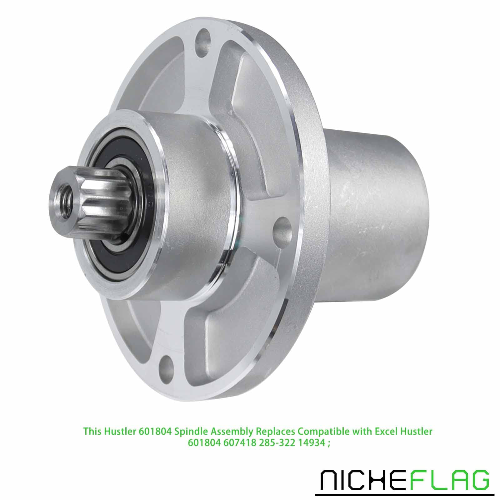 NICHEFLAG 601804 Spindle Assembly Replaces Hustler 607418 Spindle Assembly, Hustler Blade Spindle Assembly 607418, Hustler Raptor sd 54 Parts for Hustler Raptor 48 inch, 54 inch, 60 inch Decks