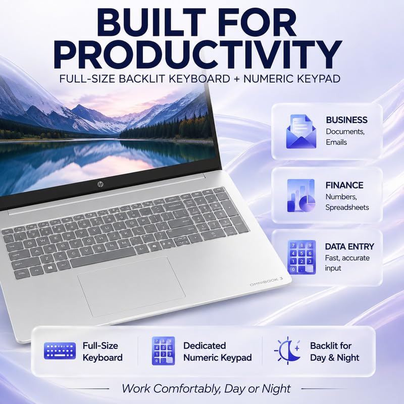 Image of HP OmniBook 3 17.3 inch Touchscreen Laptop, Ryzen 5 130, 16GB RAM, 1TB
