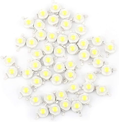 Zerodis Cuentas LED, 50 cuentas SMD de alta potencia con reflejos de 1 W, chips de diodo emisor de luz de imitación para accesorios de iluminación