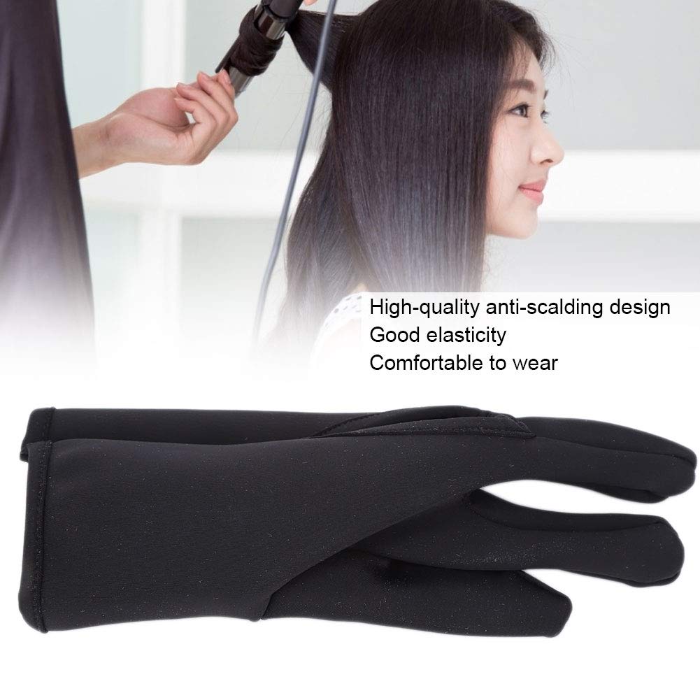 Gant de coiffure, de protection à 3 doigts, de coiffure, de coiffure, isolants pour le salon à la maison (noir)