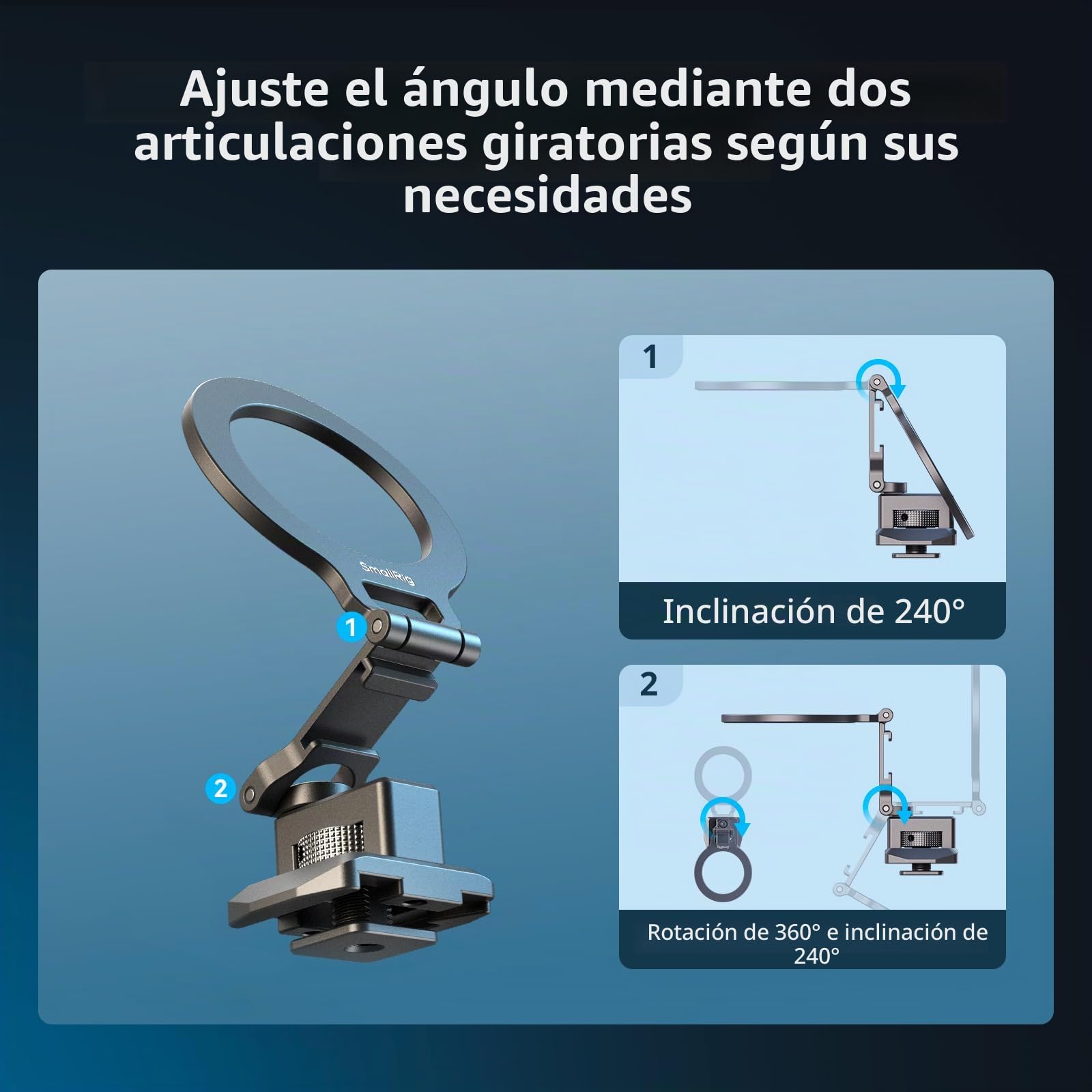 SMALLRIG Soporte de metal para teléfono móvil con placa base para Arca Standard compatible con DJI RS 4 Mini, soporte para teléfono móvil con zapata de accesorios, soporte de trípode para iPhone 17/16