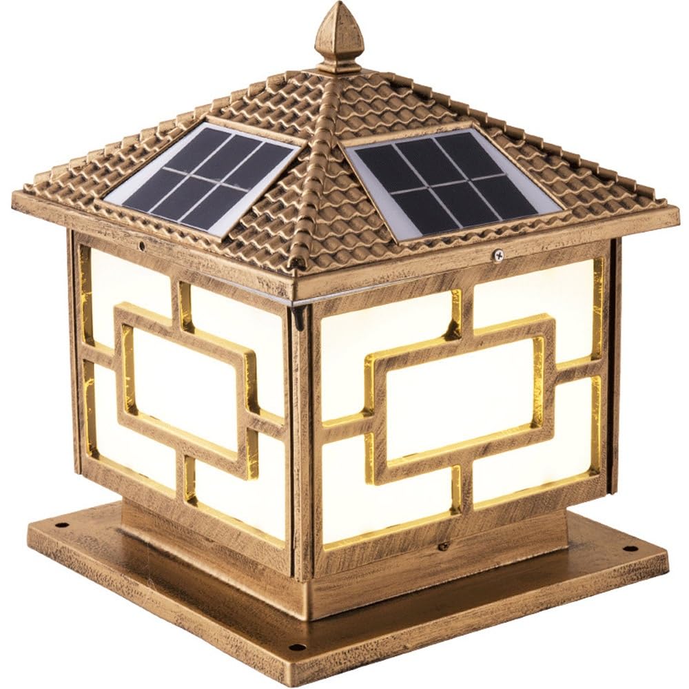 Lampadaire Solaire Carré Extérieur avec Télécommande pour Clôture, Terrasse Ou Patio.,Bronze-Small