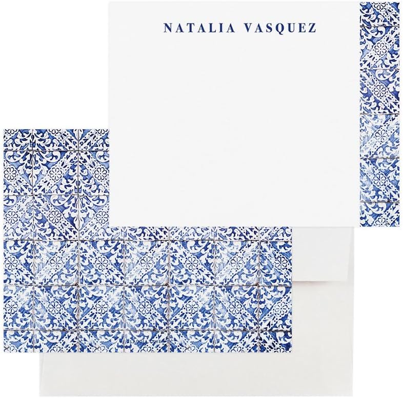 Personalized Italian Note Cards, Custom Women Stationary Paper, Your Choice of Quantity, Mediterranean Thank You Cards