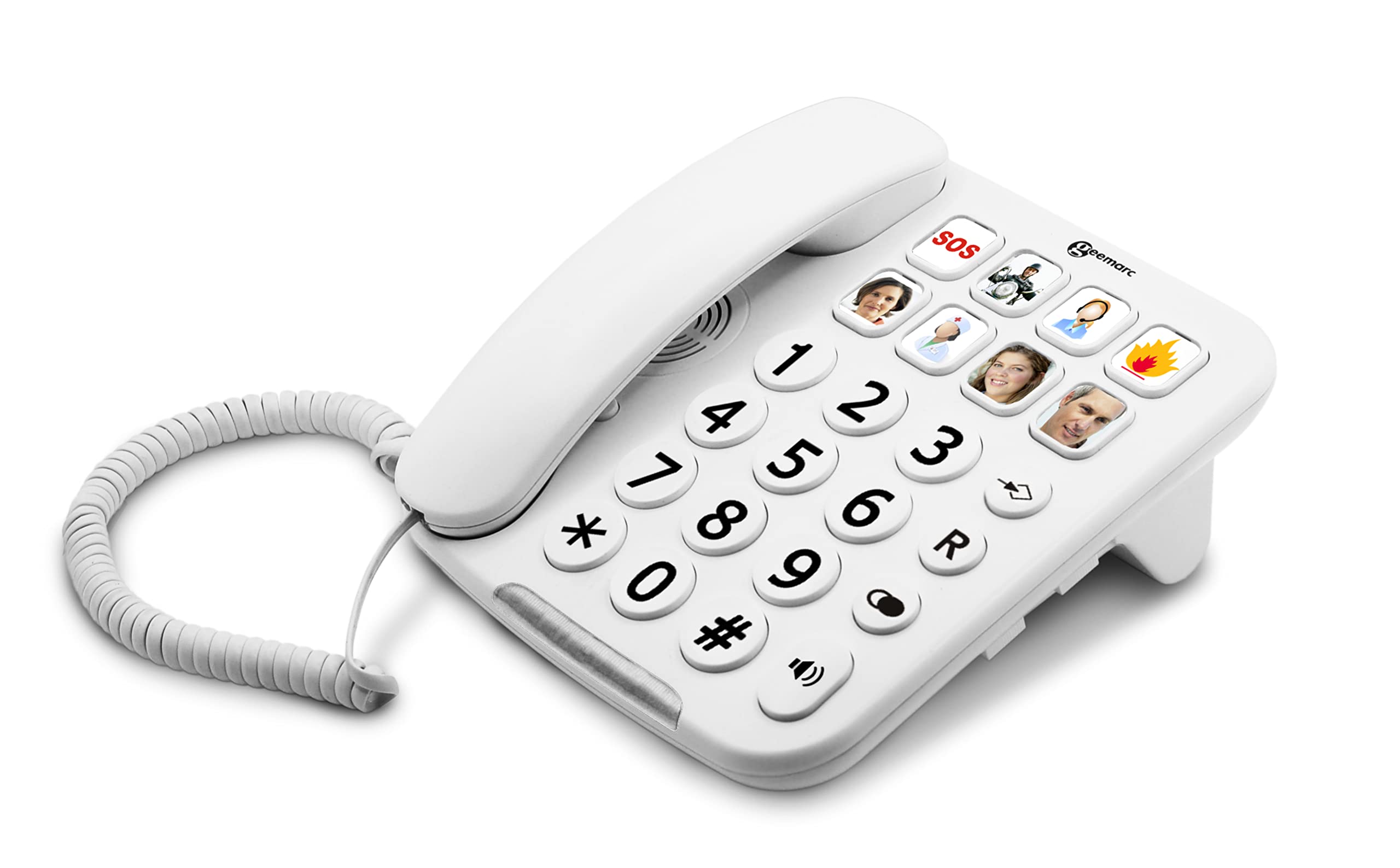 Geemarc Photophone 110 - Teléfono Fijo de Botones Grandes con Volumen de Recepción Amplificado y Teclas Fotográficas Personalizables para Mayores - Pérdida Auditiva de Baja a Media - Versión ES