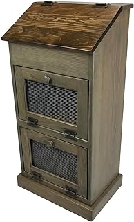 Peaceful Classics Potato Storage Wood Box, Wooden Bread Bins, Decorative Onion Bin w/Grocery Section, Vegetable Storage w/Lid for Kitchen Pantry, Pewter