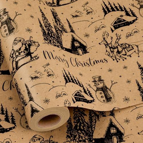 MAYPLUSS Kraft-Weihnachts-Geschenkpapier, schwarz,...