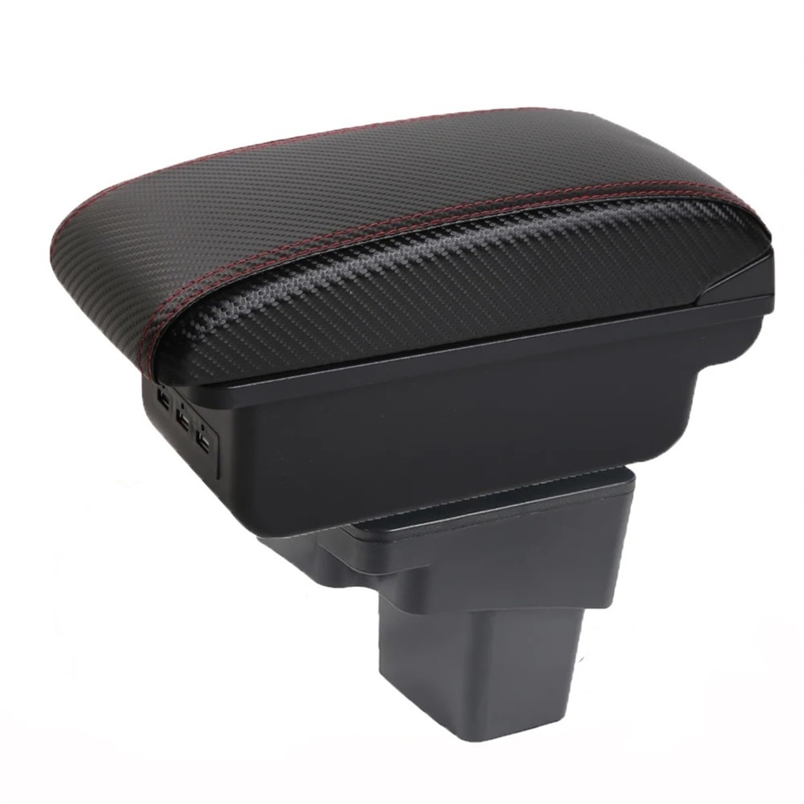 Ggwqoops Car Armrests For Hyundai For Accent RB For Solaris For Verna Armrest Box Central Storage Elbow Support For Drivers And Passengers Armrest Box(A-3USB-Red Line)