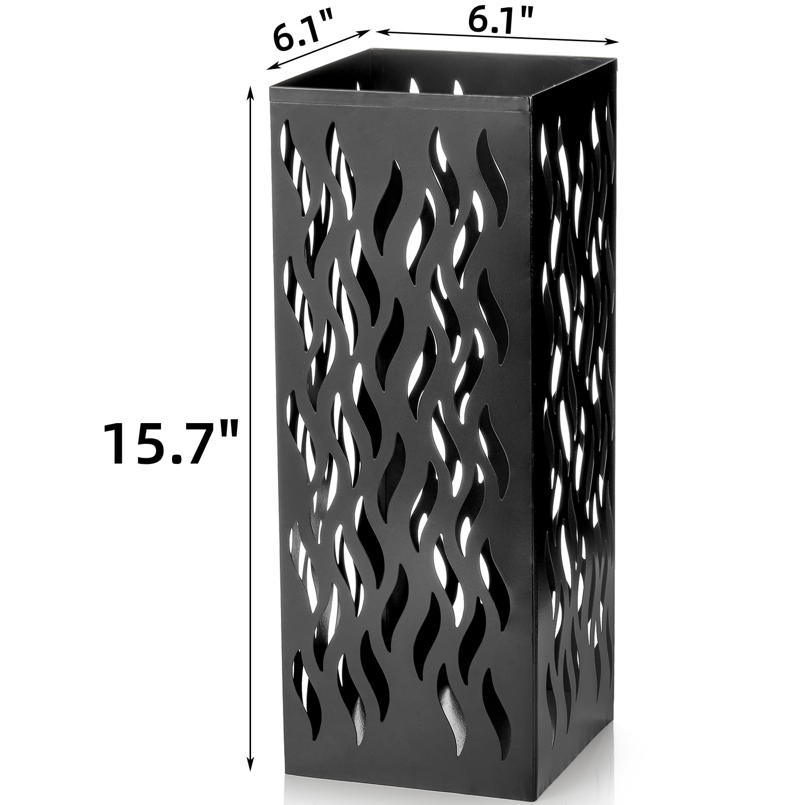 Noamus Metal Umbrella Holder, Heavy Square Canes Walking Sticks Stand Rack, Freestanding Rain Collection Umbrella Organizer, Black Umbrella Storage Bin for Entryway, Home, Office, 6.1