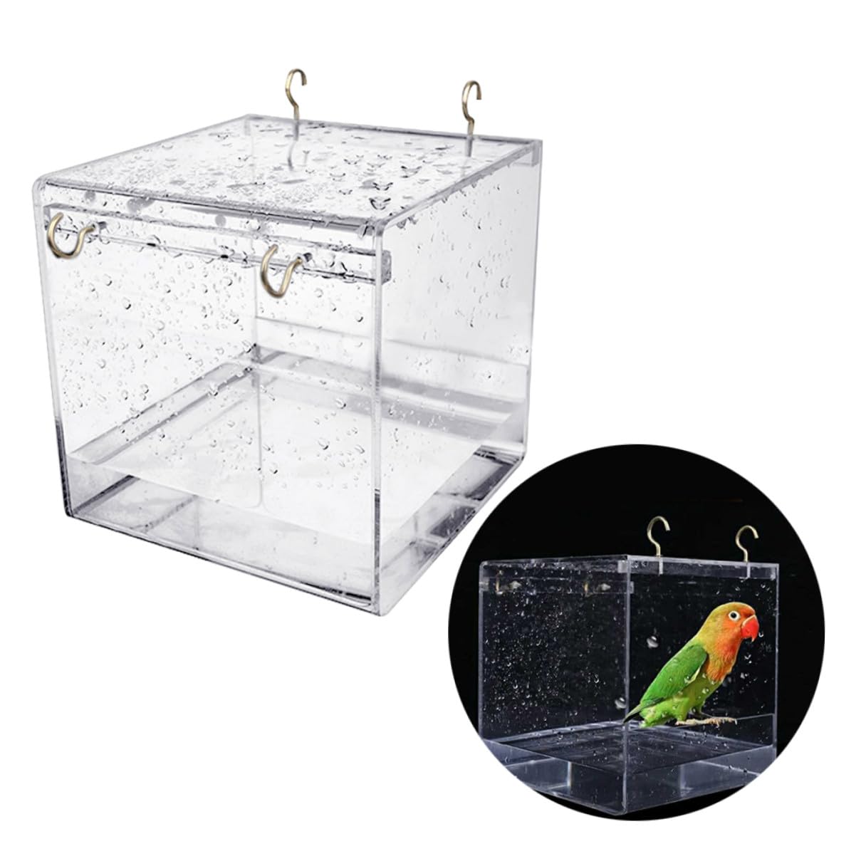 Abgedeckter Vogelbadkäfig aus Kunststoff für Kleine Vögel und Kanarienvögel