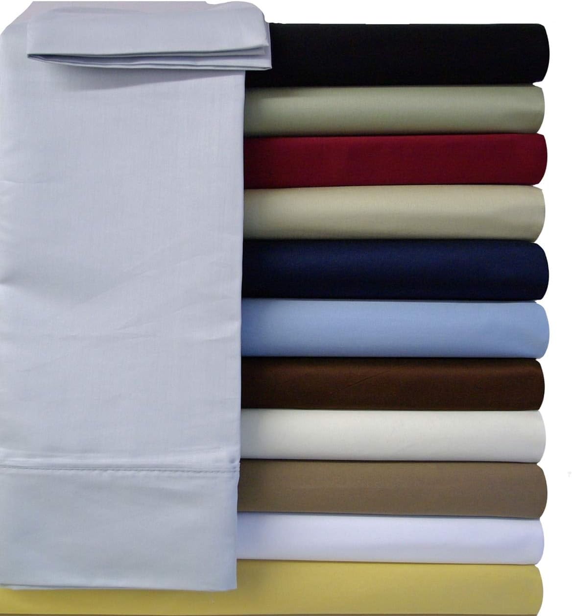 Twin XL Size Sheets, Chocolate, 100% Cotton Sheets, Deep Pocket, Cool Cotton Sateen, Smooth Solid Pattern Weaved Bed Sheets