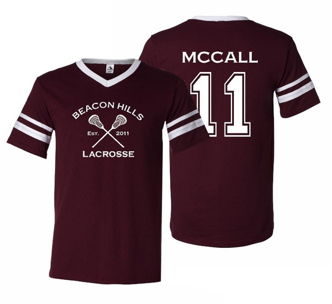 Adult McCall 11 Beacon Hills Lacrosse 2-Sided Jersey (Medium) Maroon