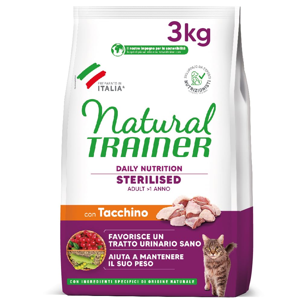 NATURAL TRAINER Gatto Sterilised Tacchino 3KG