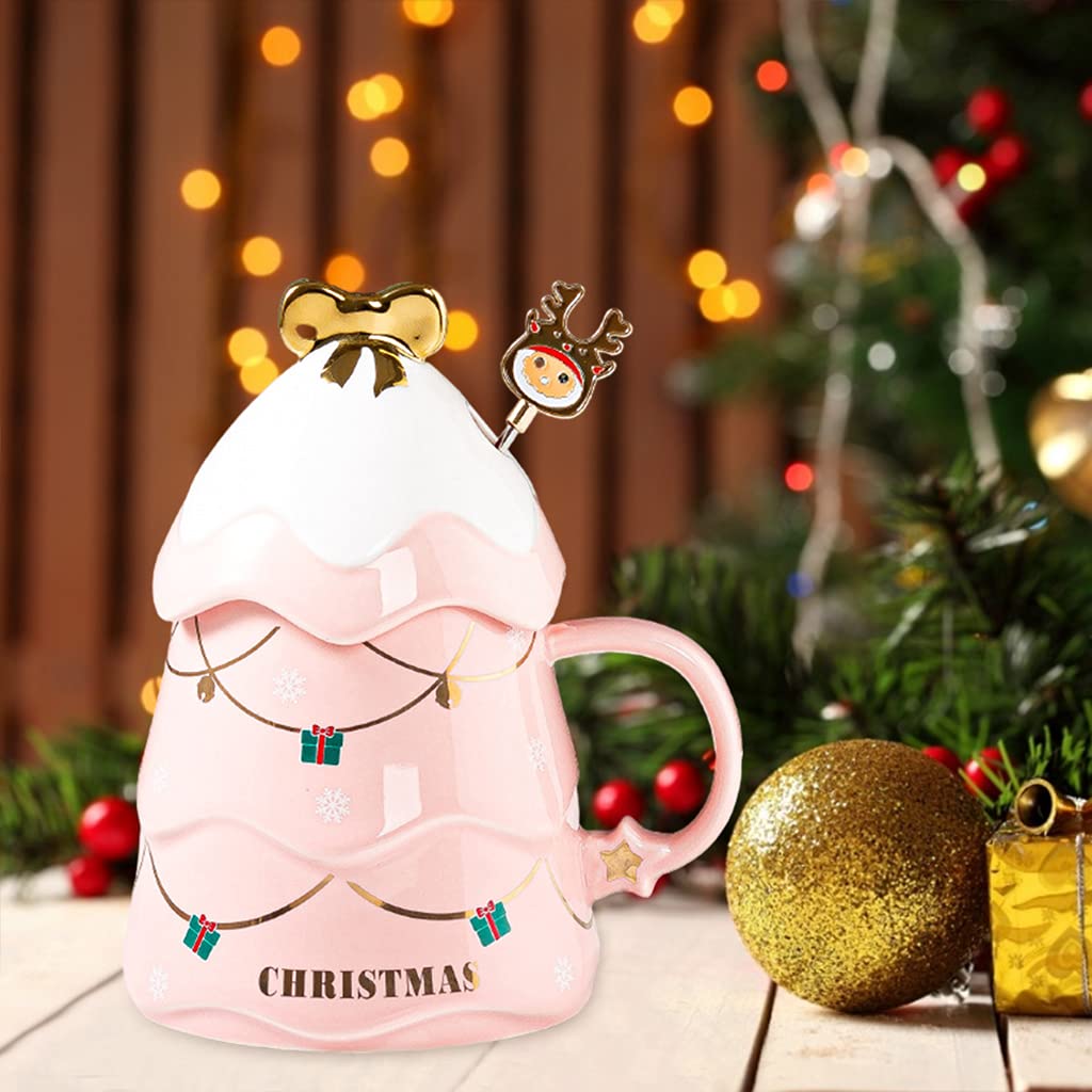Tazza Natalizia Pavilion 500ml – Manico Ad Albero Di Natale, Interno Rosso, In Dolomite, Regalo Feste