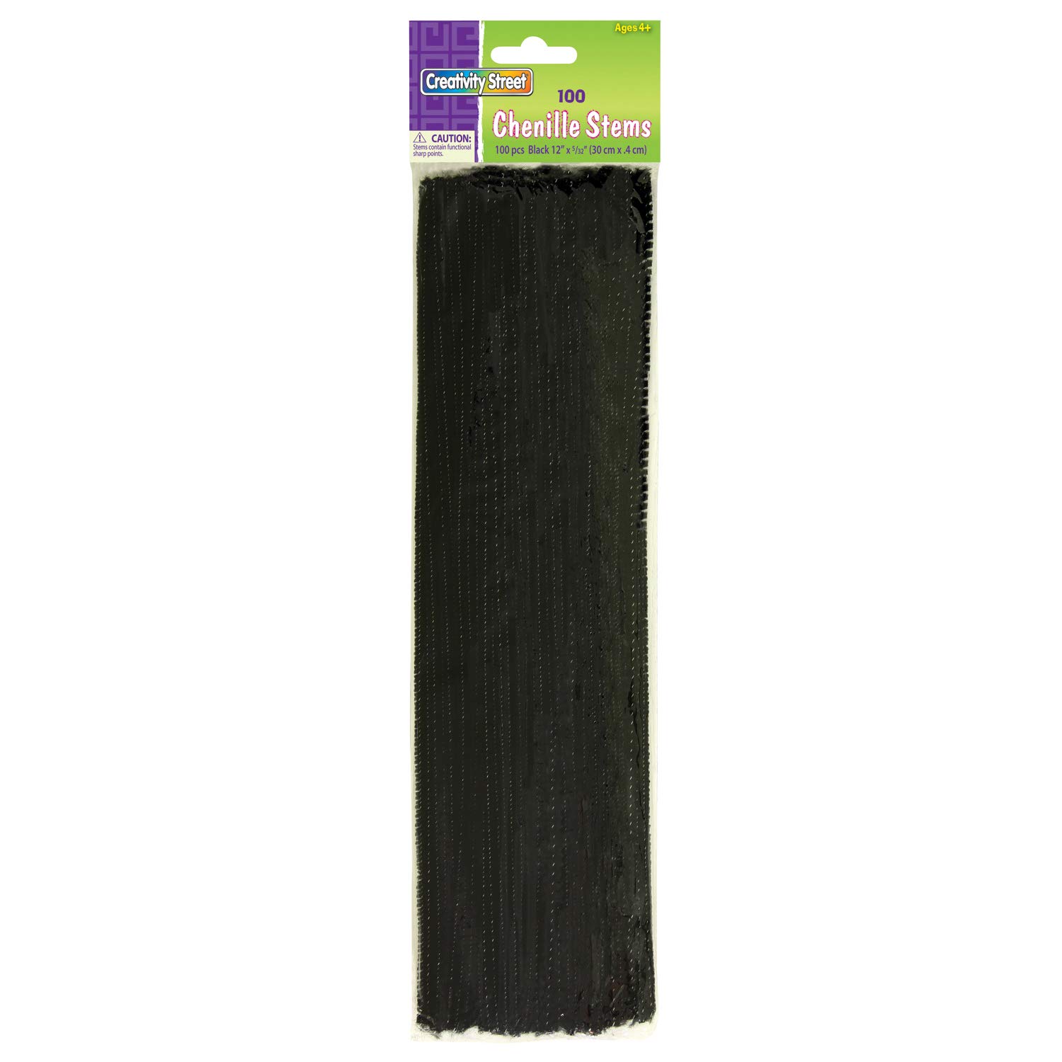 Chenille Kraft CK-71123 Stems, 0.6" Height, 2.8" Wide, 12.1" Length, Black (100 Pieces)