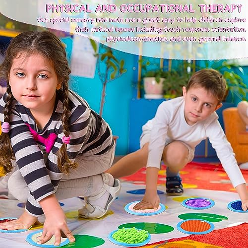 Image of Boao 8 Set Mini Sensory Mats Assorted Textured Play Mats Sensory Floor Tiles Educational Tactile Toys for Activity(4 Inch,Round)