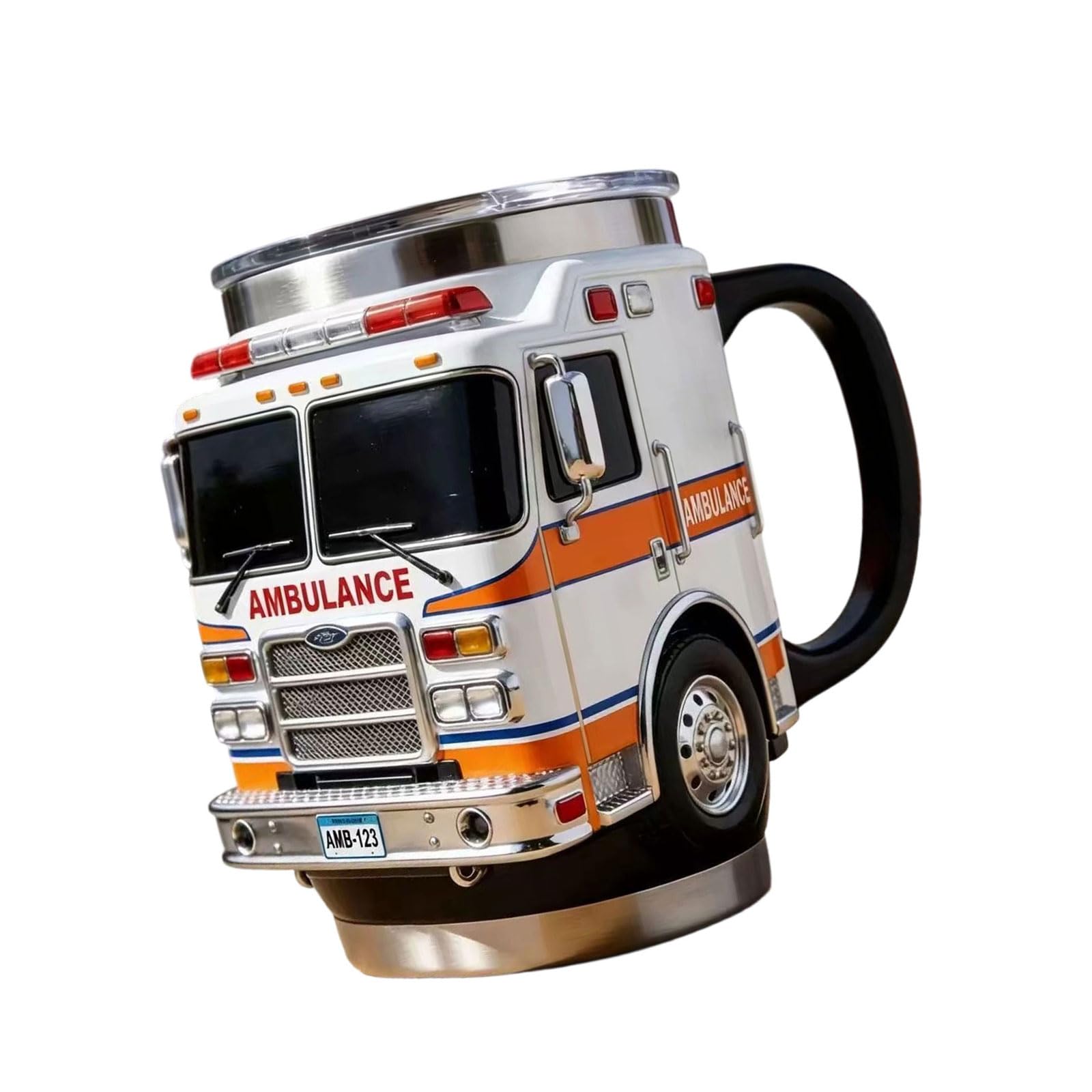 APGLSXY Stainless Steel Drinking Cup for Hot and Cold Beverages Creative Truck Shaped Firefighting Coffee Mug Individualized Drinkware