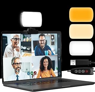 Conference Video Light, RealPlus Clip-on Laptop Light with 120 LEDs and 3 Light Modes, Dimmable Light 3000K-6500K for Laptop, Computer Monitor, Online Meetings, Video Call