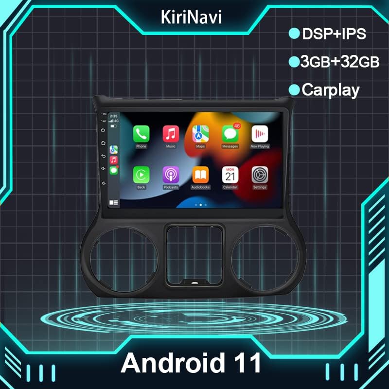 Vista 8 de Estéreo de coche de 101 pulgadas para Jeep Wrangler 2011 2012 2013 2014 Radio Carplay inalámbrico integrado Andriod Auto HiFi navegación GPS AMFM