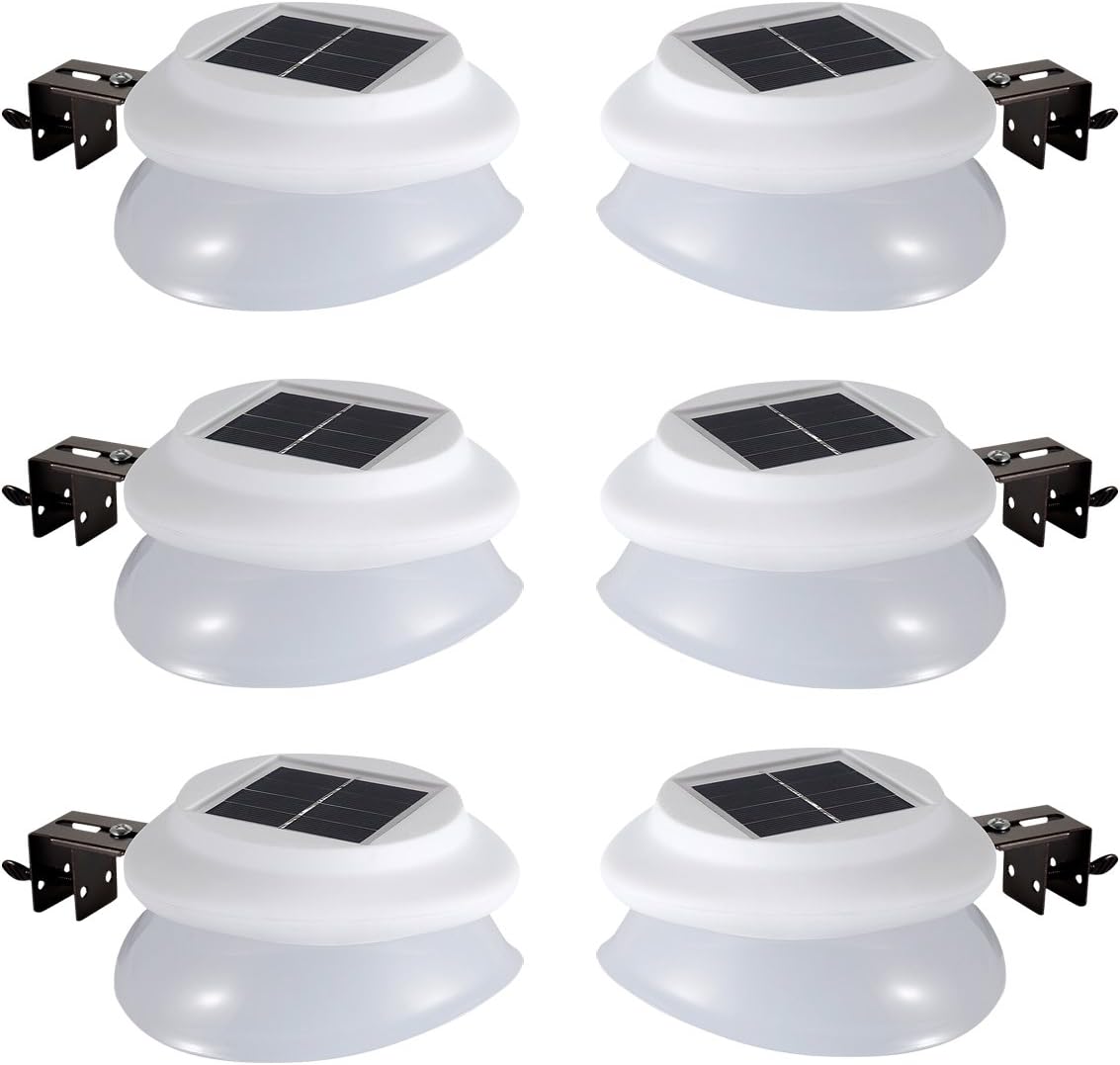 Solar Gutter Lights Outdoor, 9 LED, Super Bright, Waterproof, Wireless Security for Garden, Wall, Yard, Deck