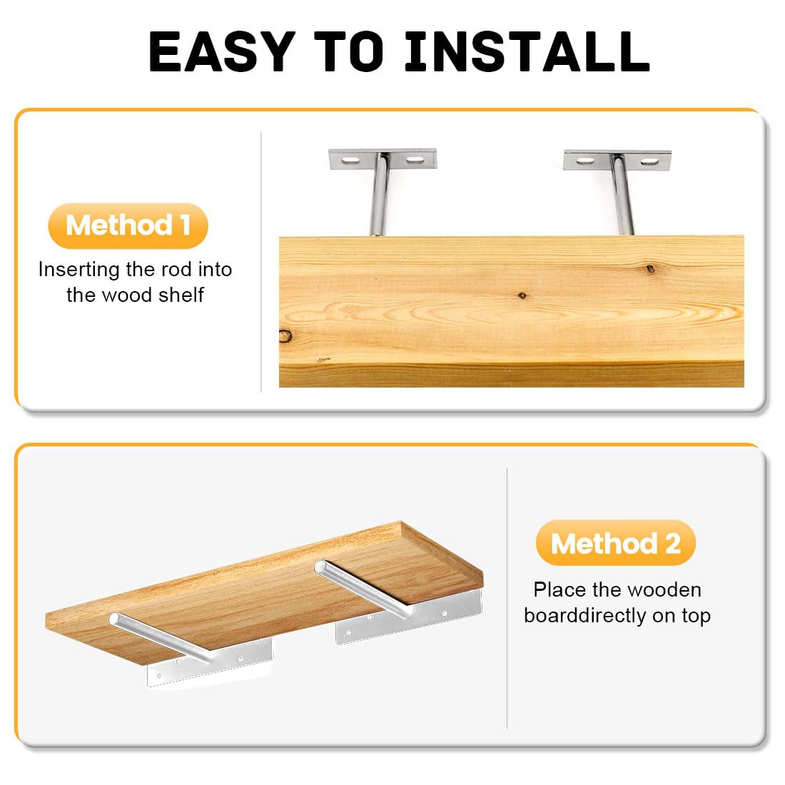 Floating Shelf Bracket Heavy Duty Hidden Shelf Supports Brackets 4PCS Invisible Steel Wall Brackets with Mounting Screws for Concealed Wood Shelves Wall Mounted Decoration - Image 2