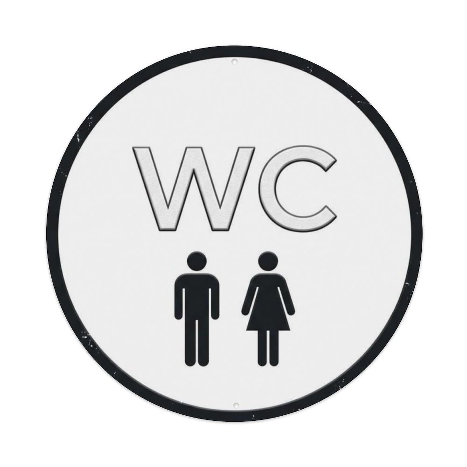 Fqcyn Style Toilet （Wc） Modern Restroom Ornament Metal Tin Sign Plaque Wall Decor For Cafe, Club Bar, Office, Home Garden Round Metal Poster 8X8inch