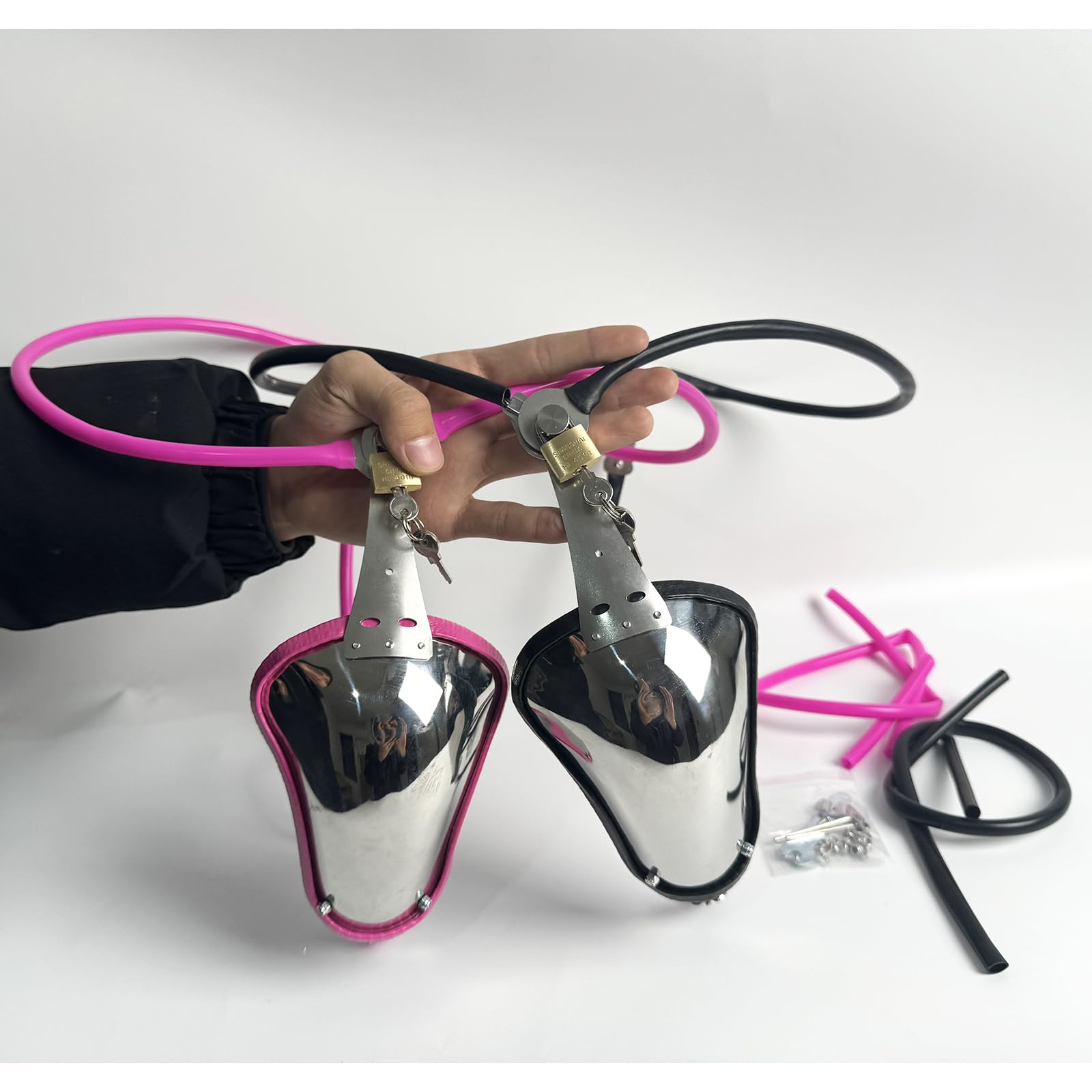 Ceinture de Chasteté Homme Acier Inoxydable Réglable Noire 60-90cm Cage à Pénis Fétichiste BDSM Dispositif de Queue Invisible